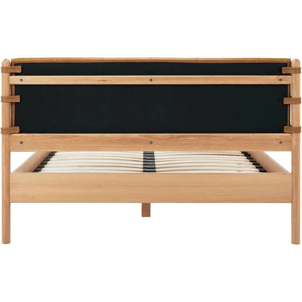 Colby Leather and Wood Camel Bed - LOOMLAN - Moe's Home - Beds