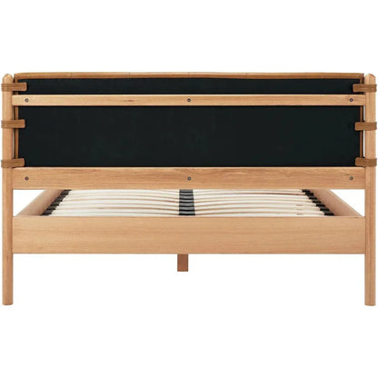 Colby Leather and Wood Camel Bed - LOOMLAN - Moe's Home - Beds