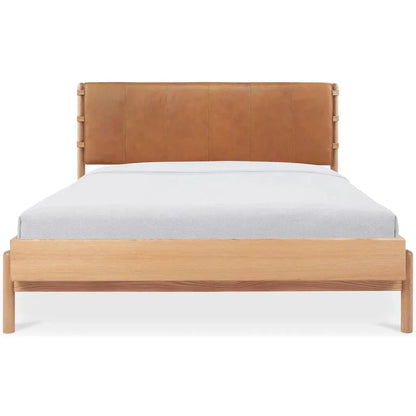 Colby Leather and Wood Camel Bed - LOOMLAN - Moe's Home - Beds
