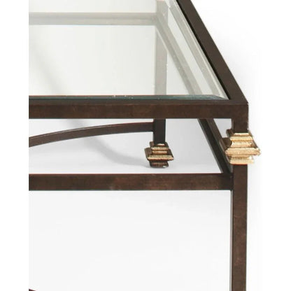 Collar Bronze Finish Glass Top Square Coffee Table - LOOMLAN - Chelsea House - Coffee Tables
