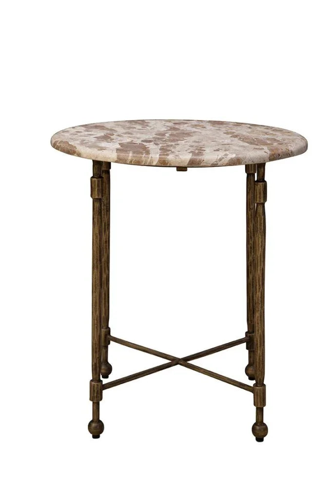 Colmar Marble Top Round Side Table - LOOMLAN - Furniture Classics - Side Tables