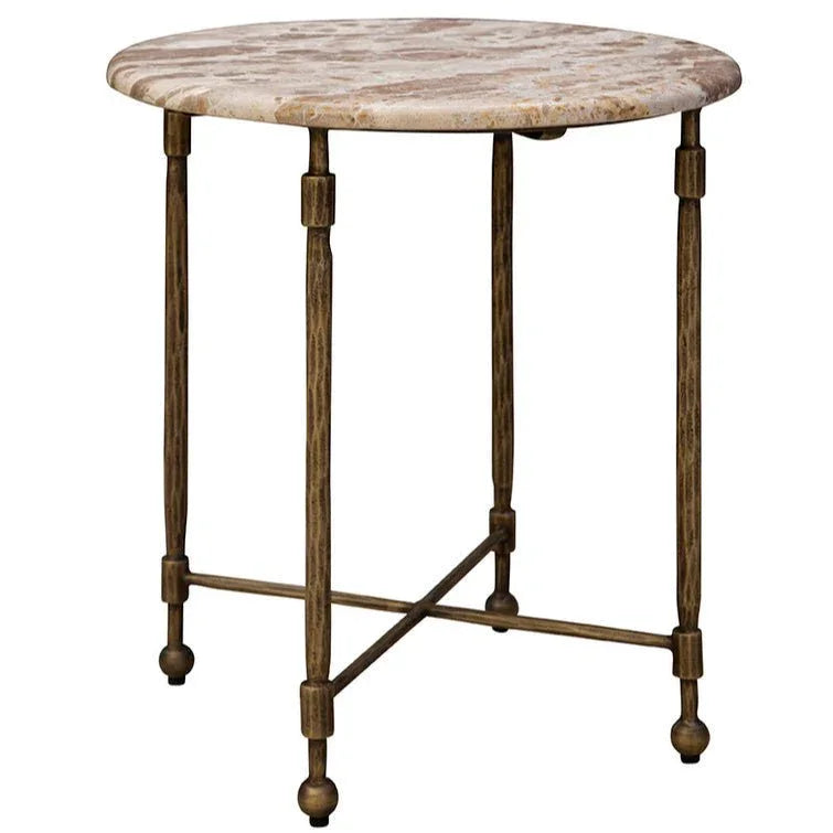 Colmar Marble Top Round Side Table - LOOMLAN - Furniture Classics - Side Tables