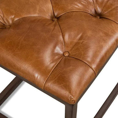 Cologne Brown Leather Bench - LOOMLAN - Sarreid - Bedroom Benches