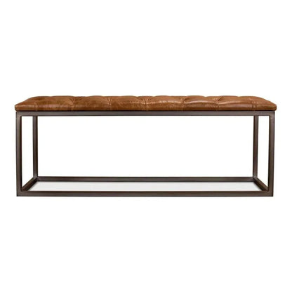 Cologne Brown Leather Bench - LOOMLAN - Sarreid - Bedroom Benches