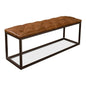 Cologne Brown Leather Bench - LOOMLAN - Sarreid - Bedroom Benches