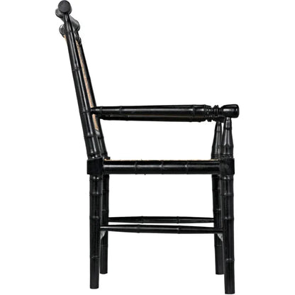 Colonial Bamboo Wood Black Arm Chair - LOOMLAN - Noir - Accent Chairs