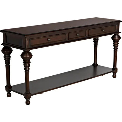 Colonial Wood Large Rectangle Sofa Table - LOOMLAN - Noir - Side Tables