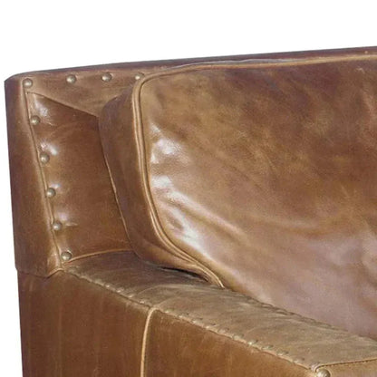 Colorado Tan Grain Leather Couch High Back Made USA - LOOMLAN - Uptown Sebastian - Sofas & Loveseats