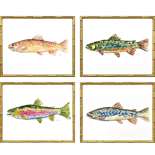 Colorful Trout Wood Framed Wall Art 4PC