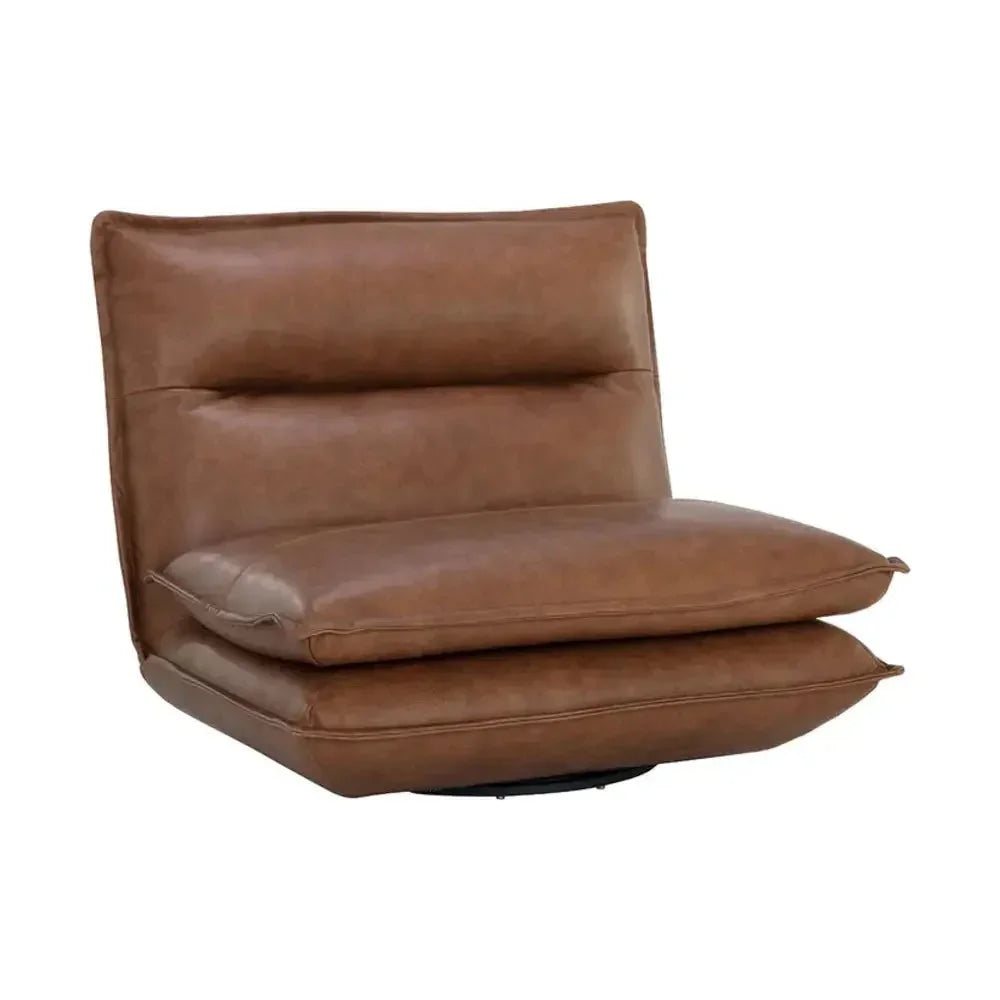 Colson Leather Swivel Armless Chair-Lounge Chairs-SUNPAN-LOOMLAN