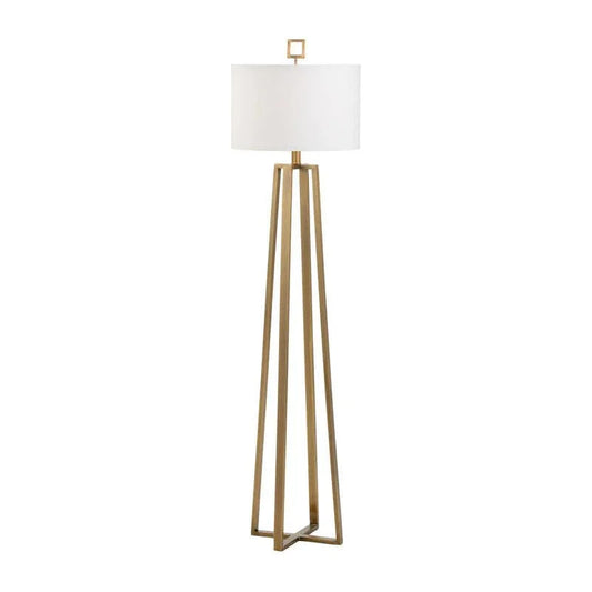 Colson Open Geometric Based Brass Floor Lamp-Floor Lamps-Wildwood-White-LOOMLAN