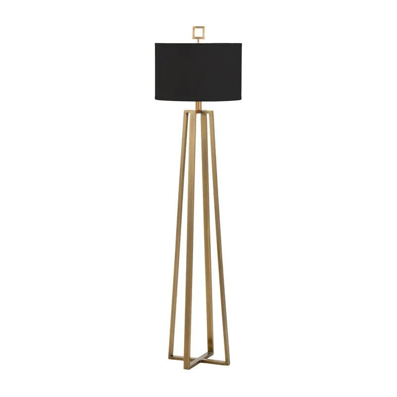 Colson Open Geometric Based Brass Floor Lamp-Floor Lamps-Wildwood-Black-LOOMLAN
