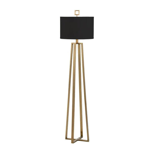 Colson Open Geometric Based Brass Floor Lamp-Floor Lamps-Wildwood-Black-LOOMLAN