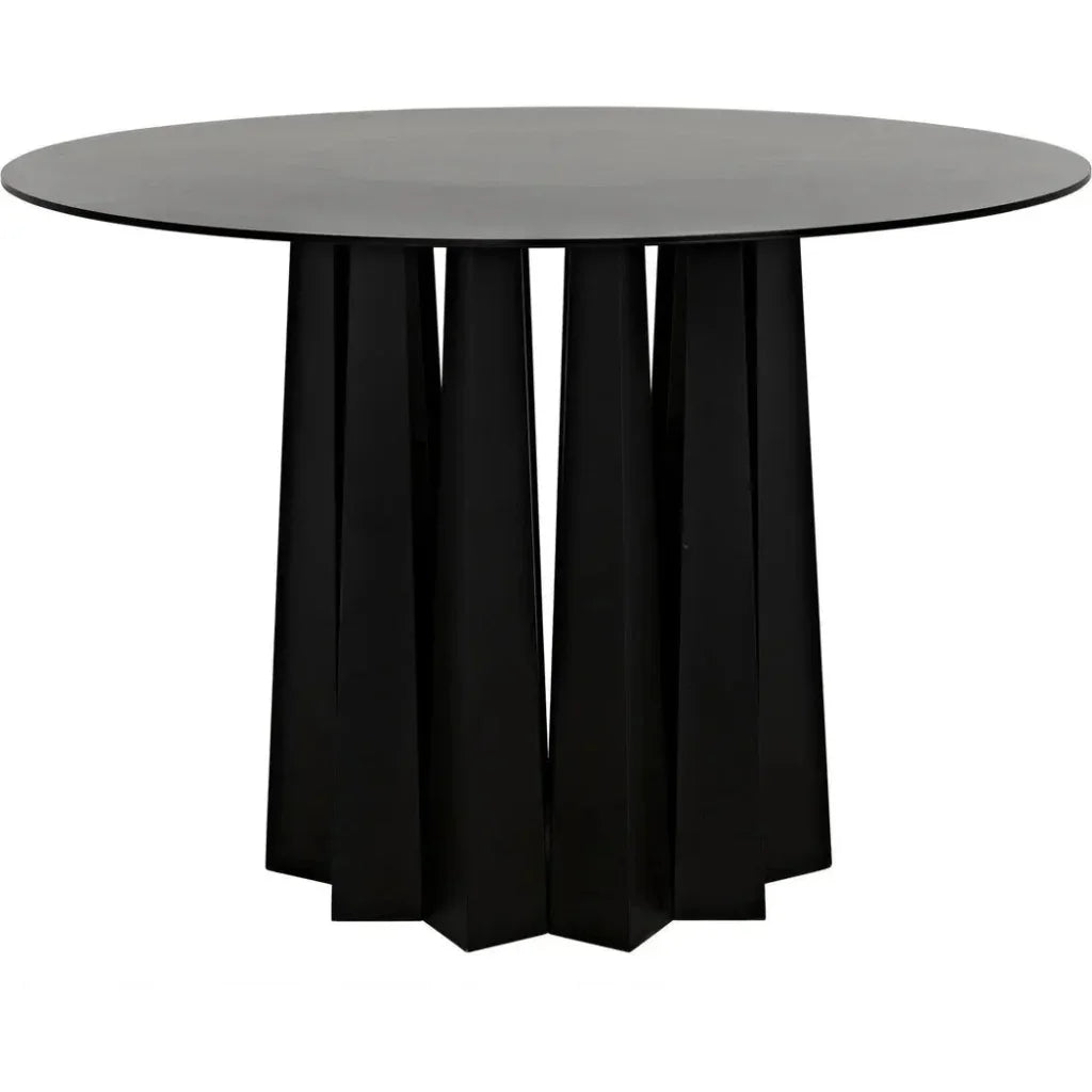 Column Dining Table, Black Steel-Dining Tables-Noir-LOOMLAN