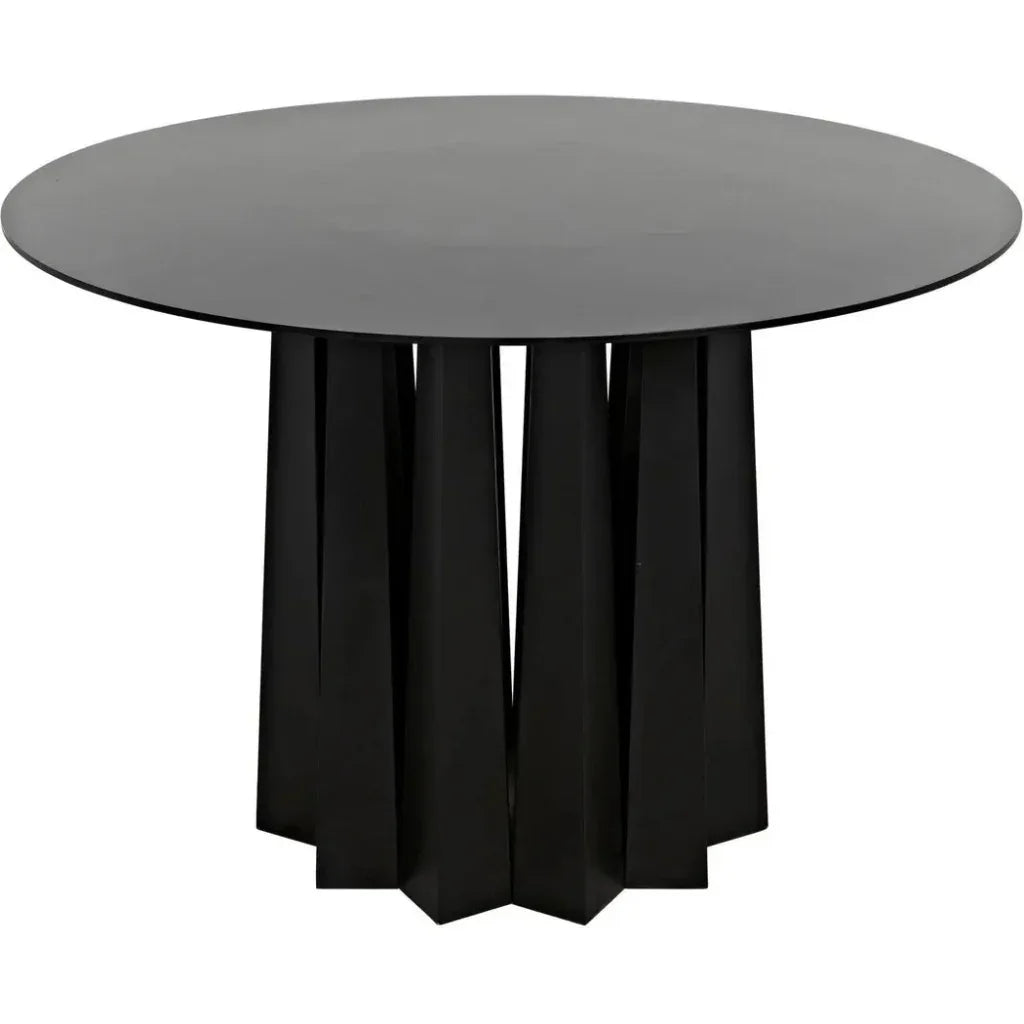 Column Dining Table, Black Steel-Dining Tables-Noir-LOOMLAN