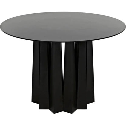 Column Dining Table, Black Steel-Dining Tables-Noir-LOOMLAN