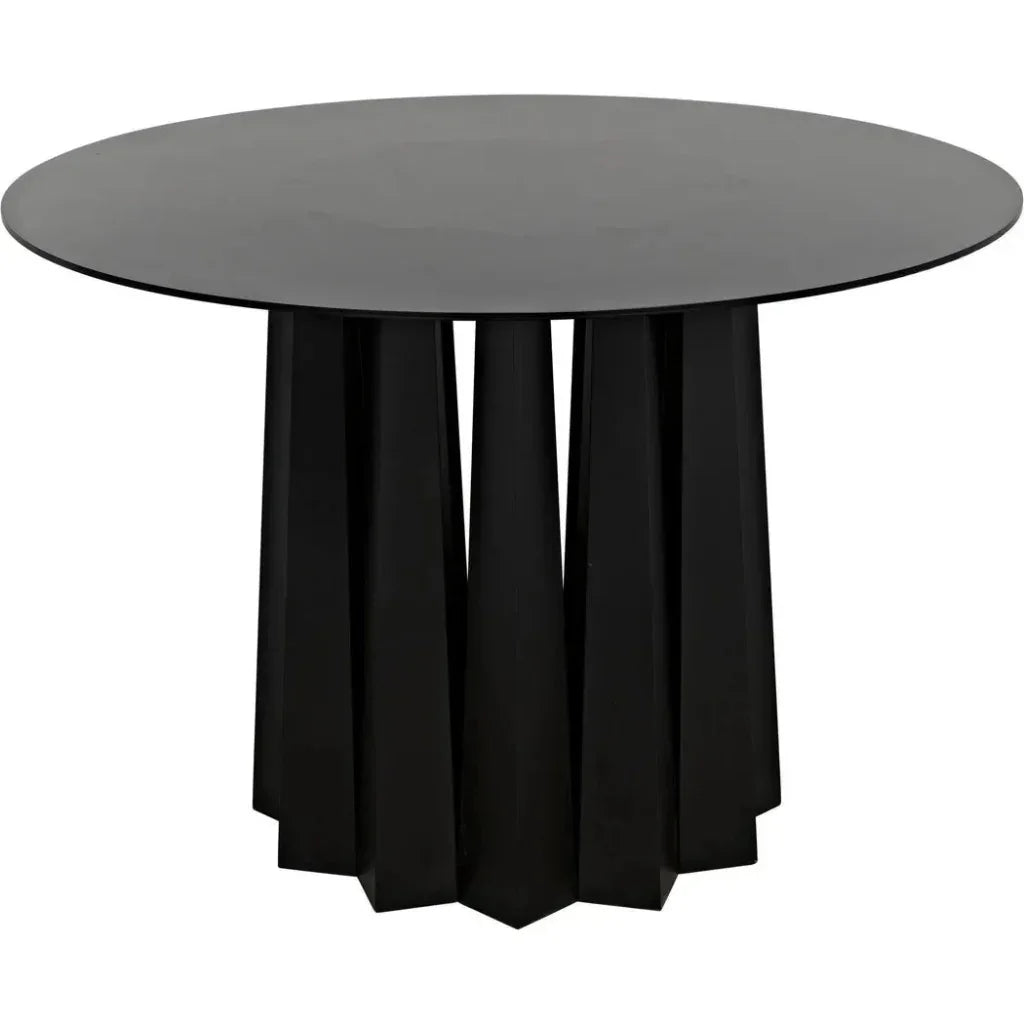 Column Dining Table, Black Steel-Dining Tables-Noir-LOOMLAN