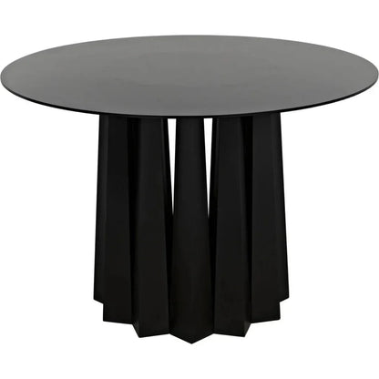 Column Dining Table, Black Steel-Dining Tables-Noir-LOOMLAN