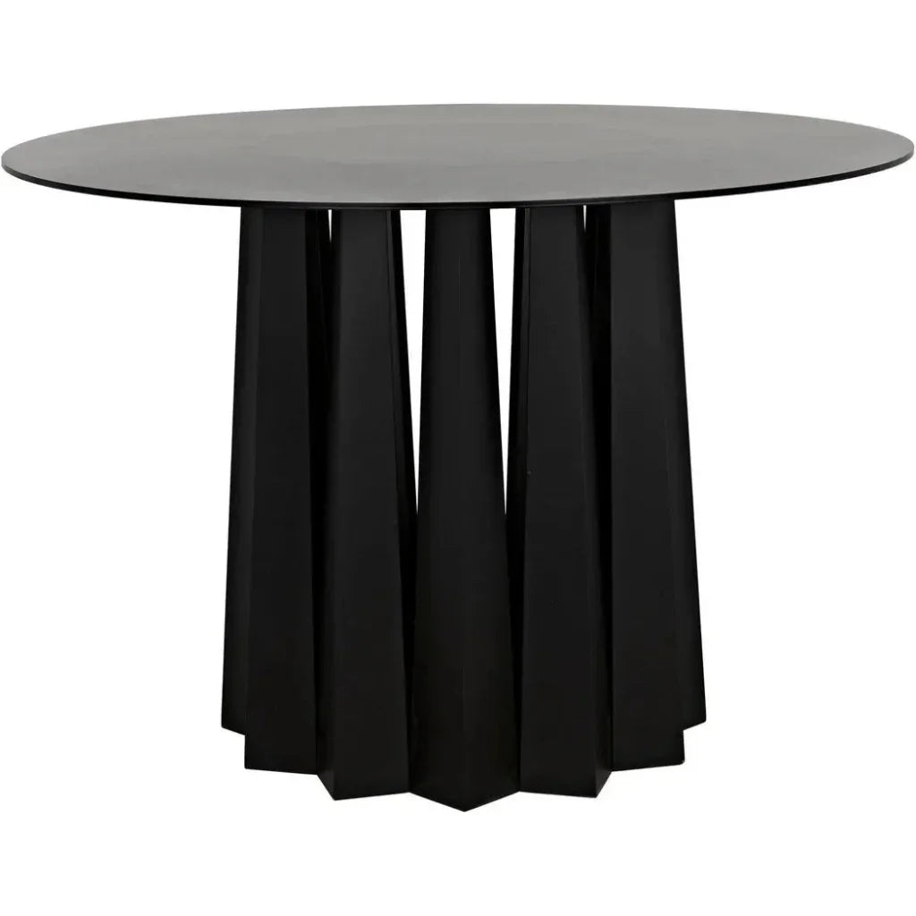 Column Dining Table, Black Steel-Dining Tables-Noir-LOOMLAN