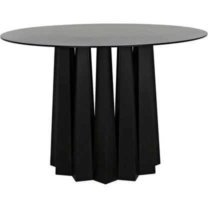 Column Dining Table, Black Steel-Dining Tables-Noir-LOOMLAN