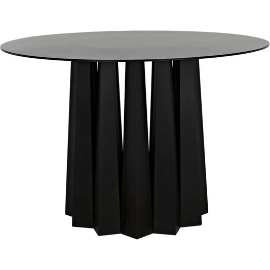 Column Dining Table, Black Steel-Dining Tables-Noir-LOOMLAN