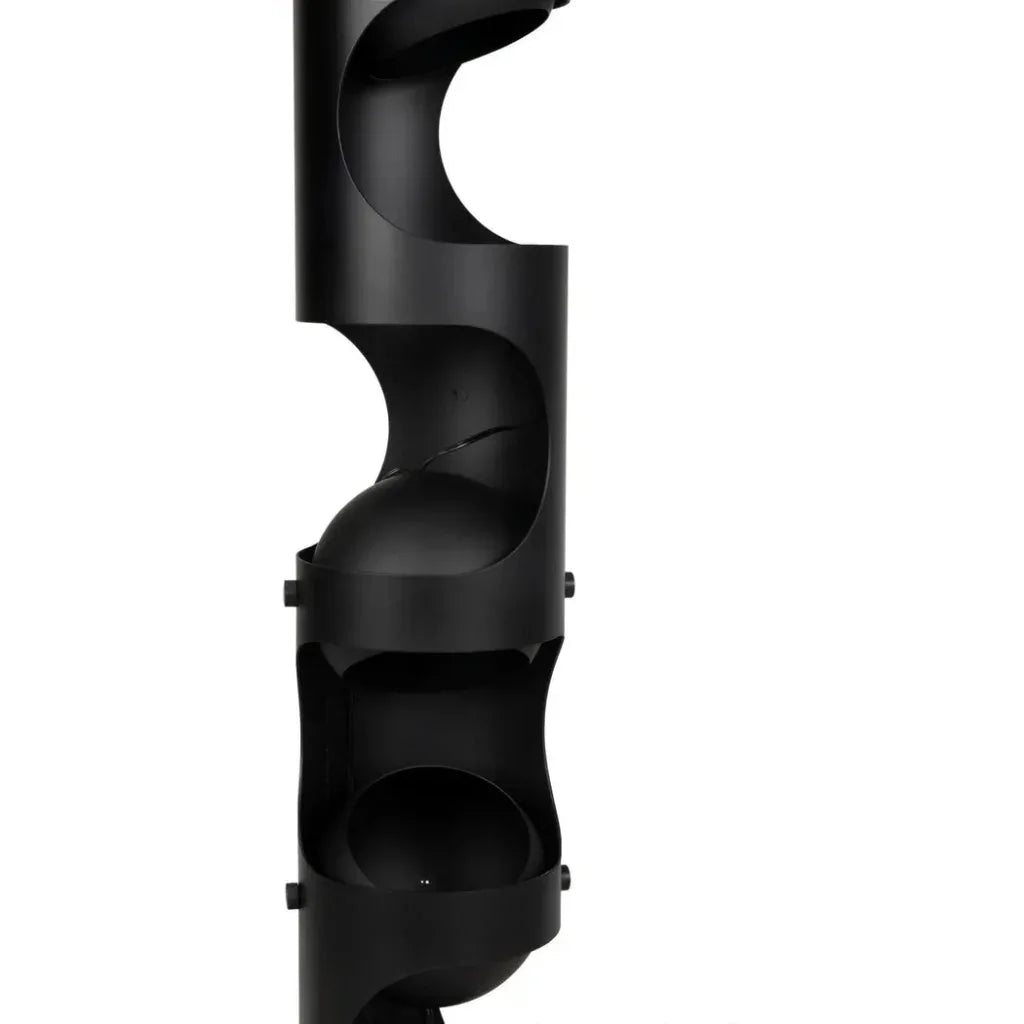 Columna Floor Lamp, Black Steel-Floor Lamps-Noir-LOOMLAN