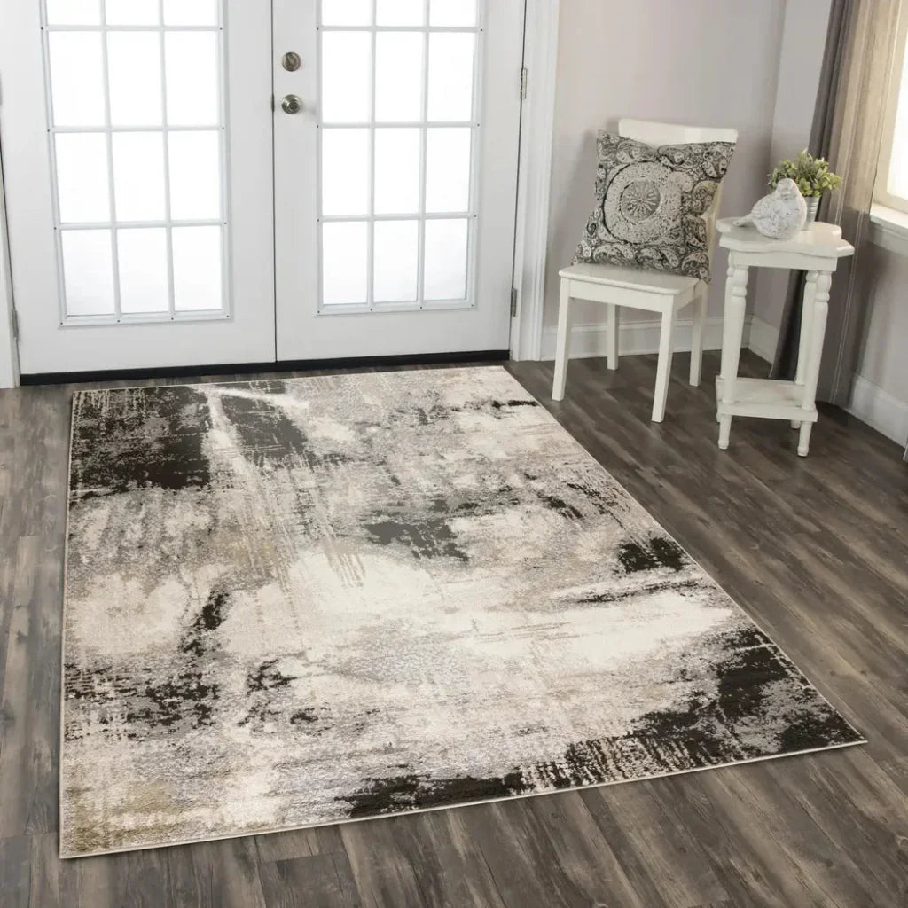Comm Abstract Gray Kitchen Hallway Runner Rug - LOOMLAN - LOOMLAN - Area Rugs