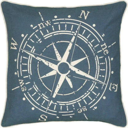 Compass Coastal Blue Throw Pillow Down Insert - LOOMLAN - LOOMLAN - Throw Pillows