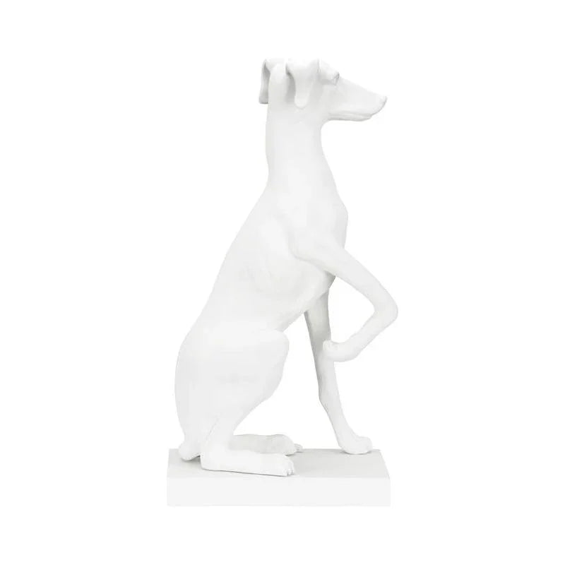 Composite Made White Greyhound Sculpture - LOOMLAN - Chelsea House - Statues & Sculptures
