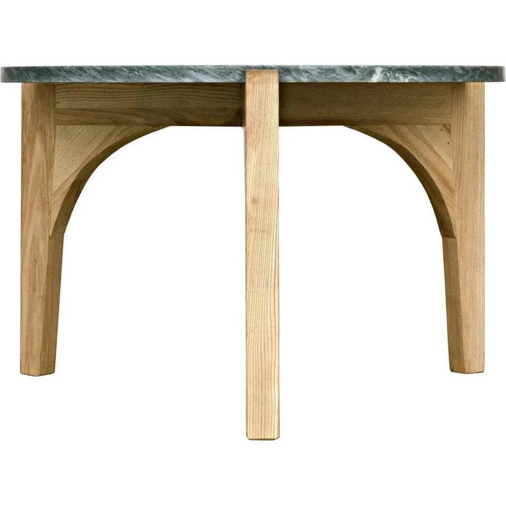 Confucius Wood & Marble Grey Round Coffee Table - LOOMLAN - Noir - Coffee Tables