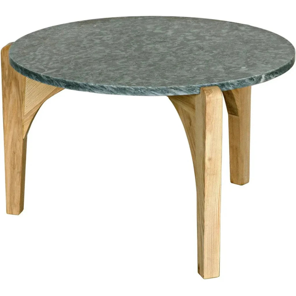 Confucius Wood & Marble Grey Round Coffee Table - LOOMLAN - Noir - Coffee Tables