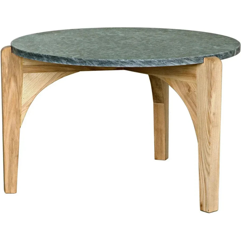 Confucius Wood & Marble Grey Round Coffee Table - LOOMLAN - Noir - Coffee Tables