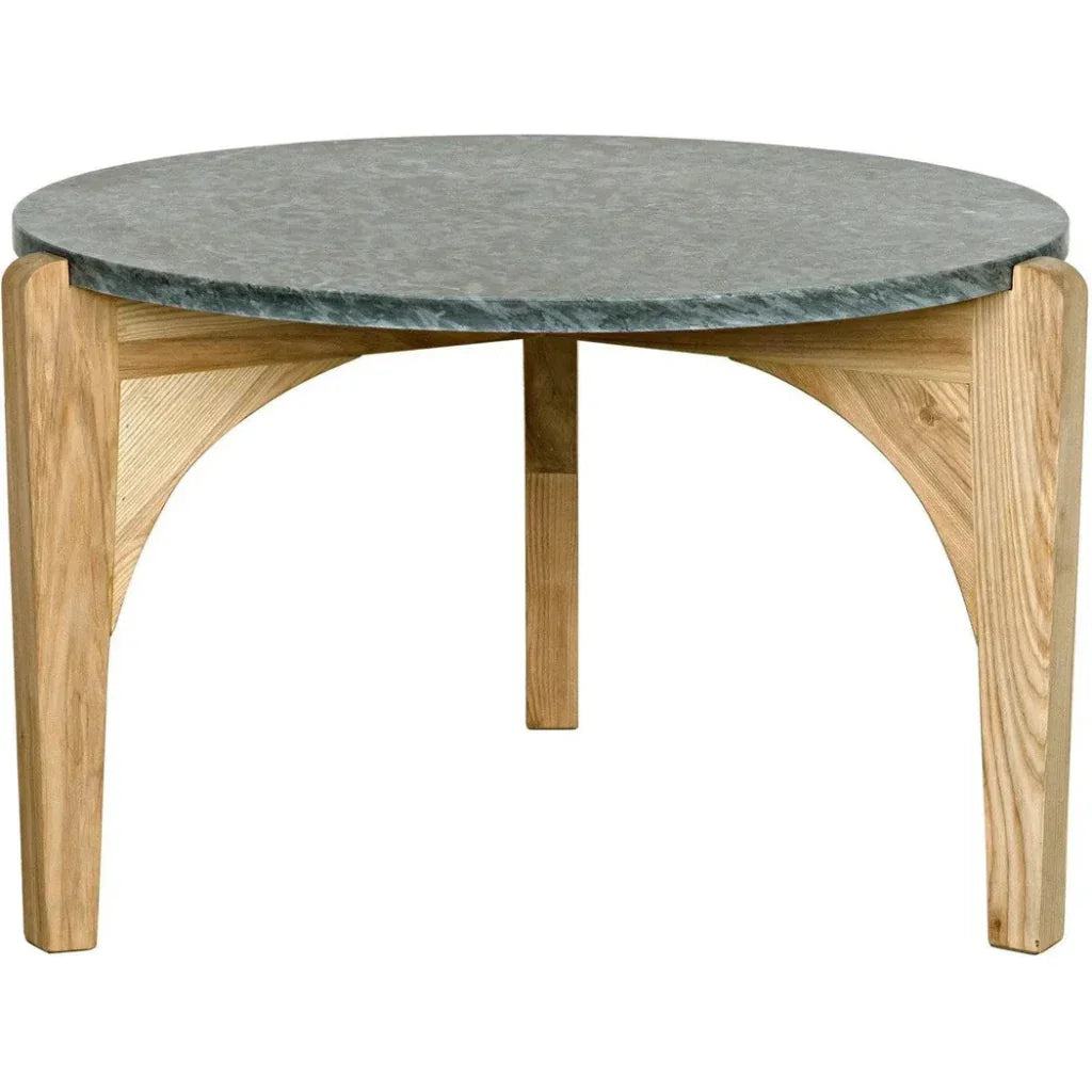 Confucius Wood & Marble Grey Round Coffee Table - LOOMLAN - Noir - Coffee Tables