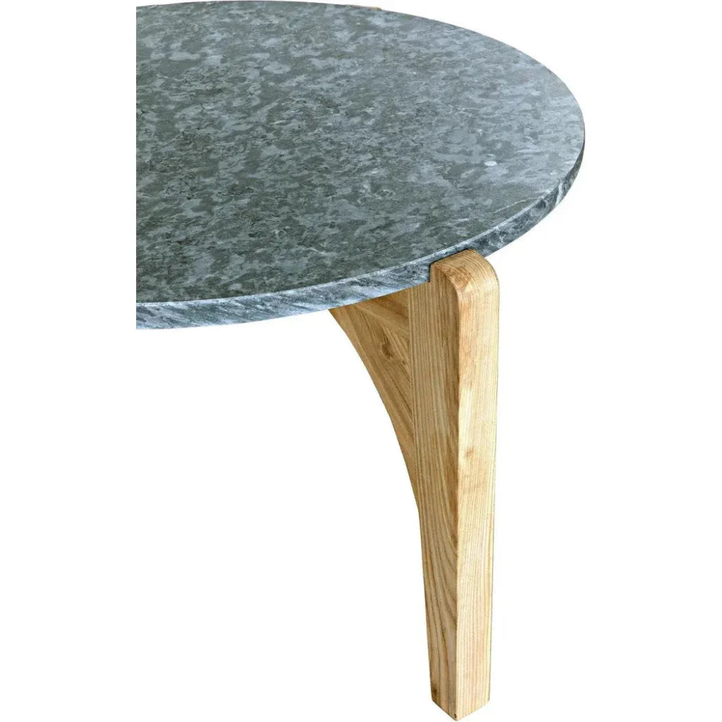 Confucius Wood & Marble Grey Round Coffee Table - LOOMLAN - Noir - Coffee Tables