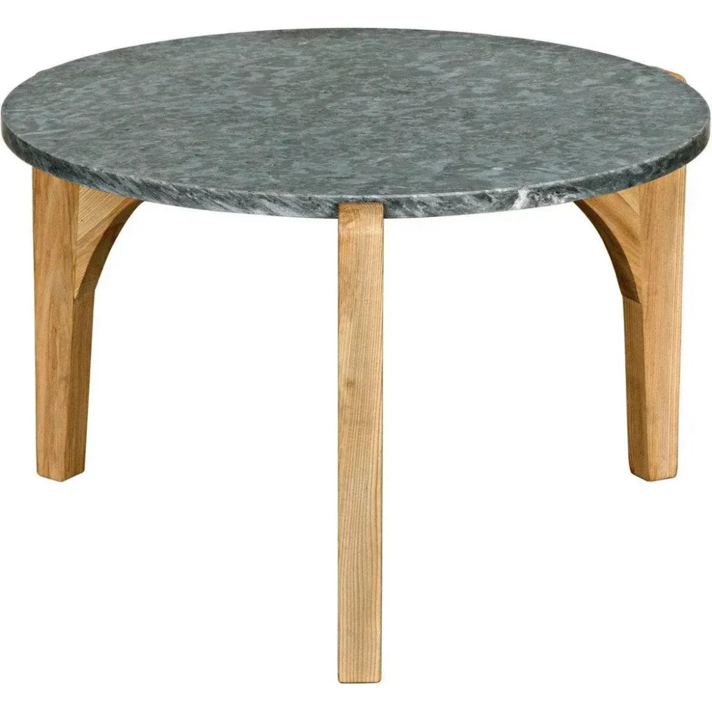 Confucius Wood & Marble Grey Round Coffee Table - LOOMLAN - Noir - Coffee Tables