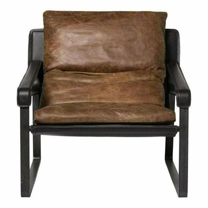 Connor Brown Leather Slipper Chair - LOOMLAN - Moe's Home - Accent Chairs