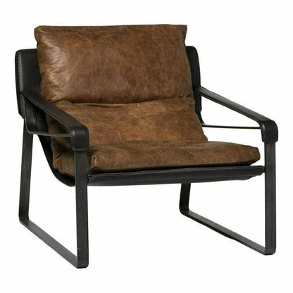 Connor Brown Leather Slipper Chair - LOOMLAN - Moe's Home - Accent Chairs