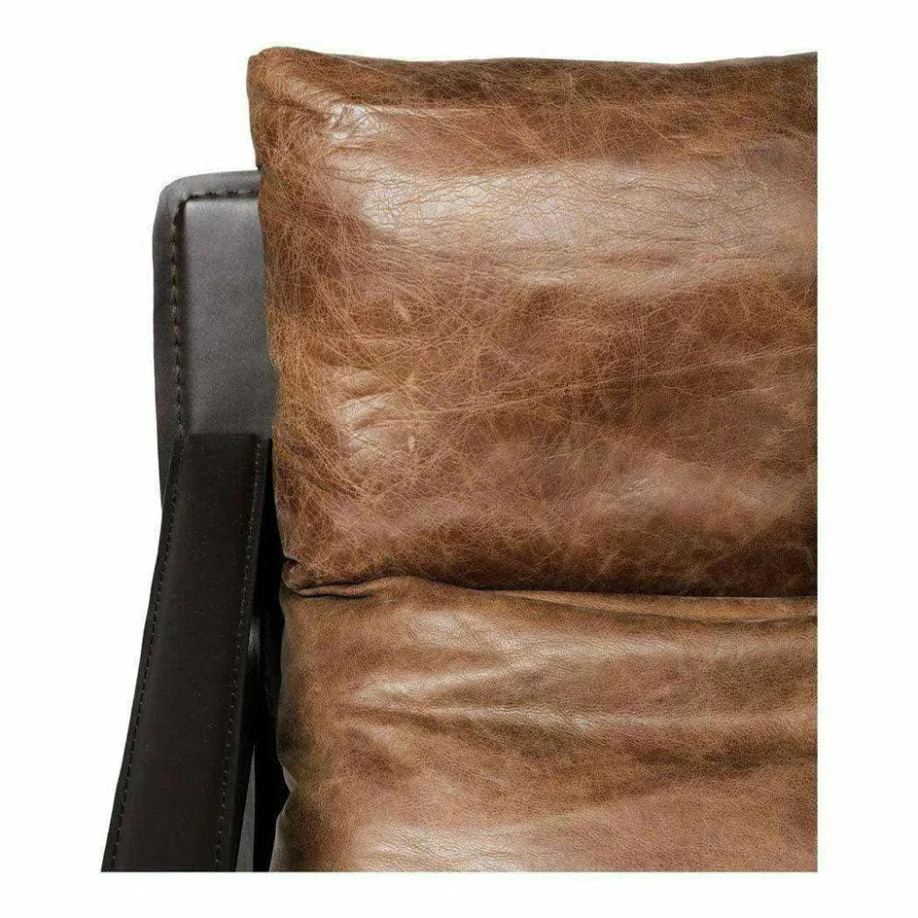 Connor Brown Leather Slipper Chair - LOOMLAN - Moe's Home - Accent Chairs