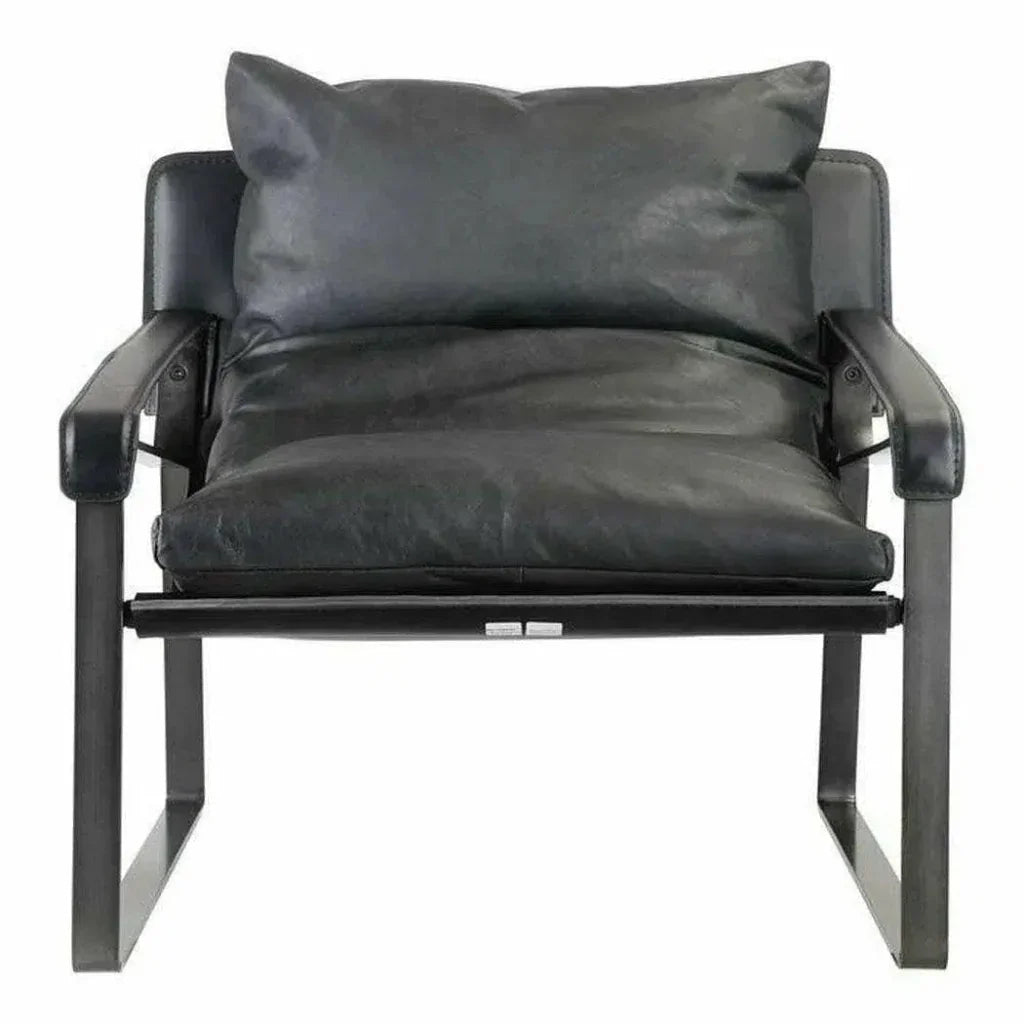 Connor Onyx Black Leather Slipper Chair - LOOMLAN - Moe's Home - Accent Chairs