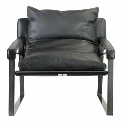 Connor Onyx Black Leather Slipper Chair - LOOMLAN - Moe's Home - Accent Chairs