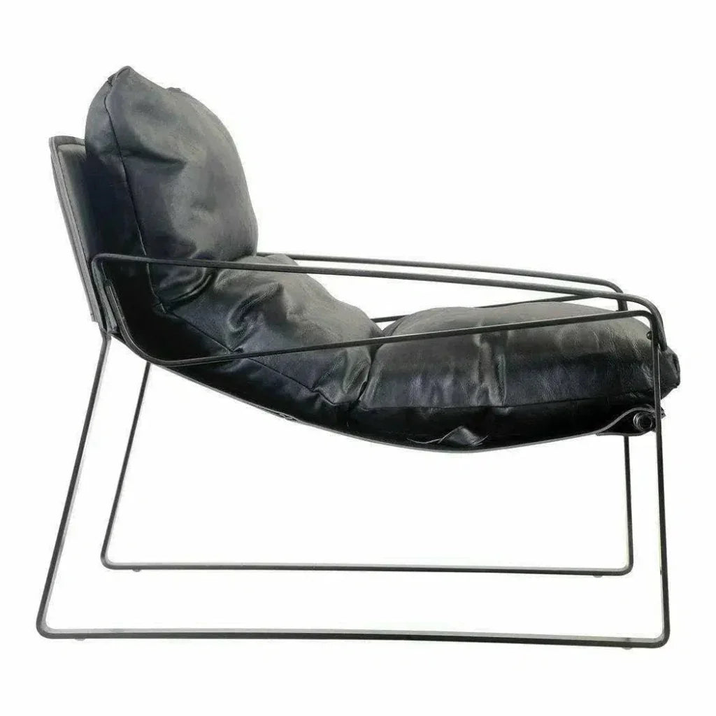 Connor Onyx Black Leather Slipper Chair - LOOMLAN - Moe's Home - Accent Chairs