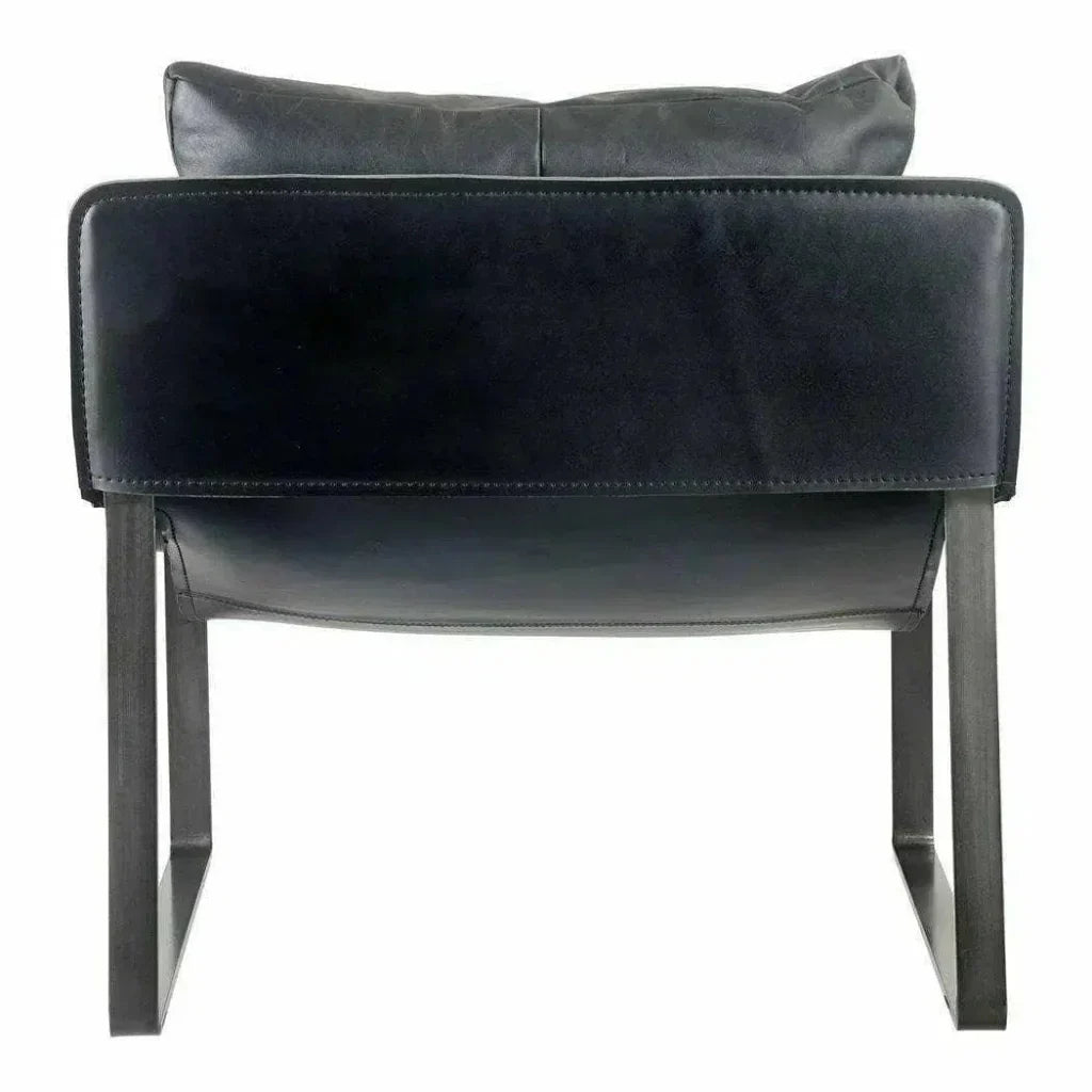 Connor Onyx Black Leather Slipper Chair - LOOMLAN - Moe's Home - Accent Chairs