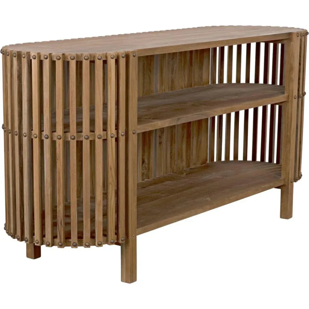 Consuela Teak Wood Geometric Console Table - LOOMLAN - Noir - Console Tables