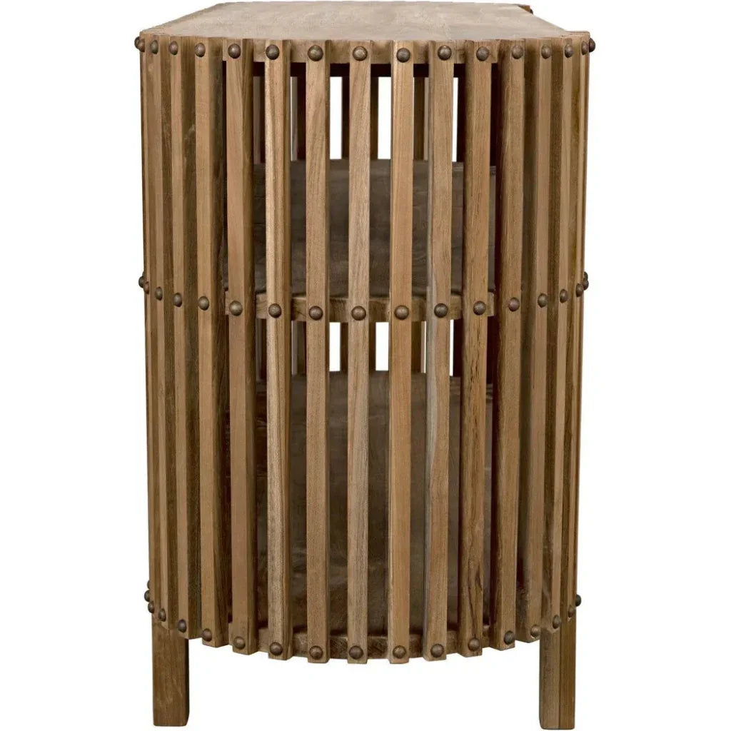 Consuela Teak Wood Geometric Console Table - LOOMLAN - Noir - Console Tables