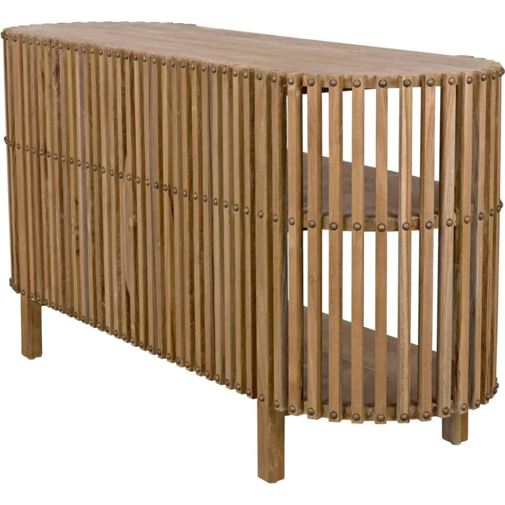 Consuela Teak Wood Geometric Console Table - LOOMLAN - Noir - Console Tables