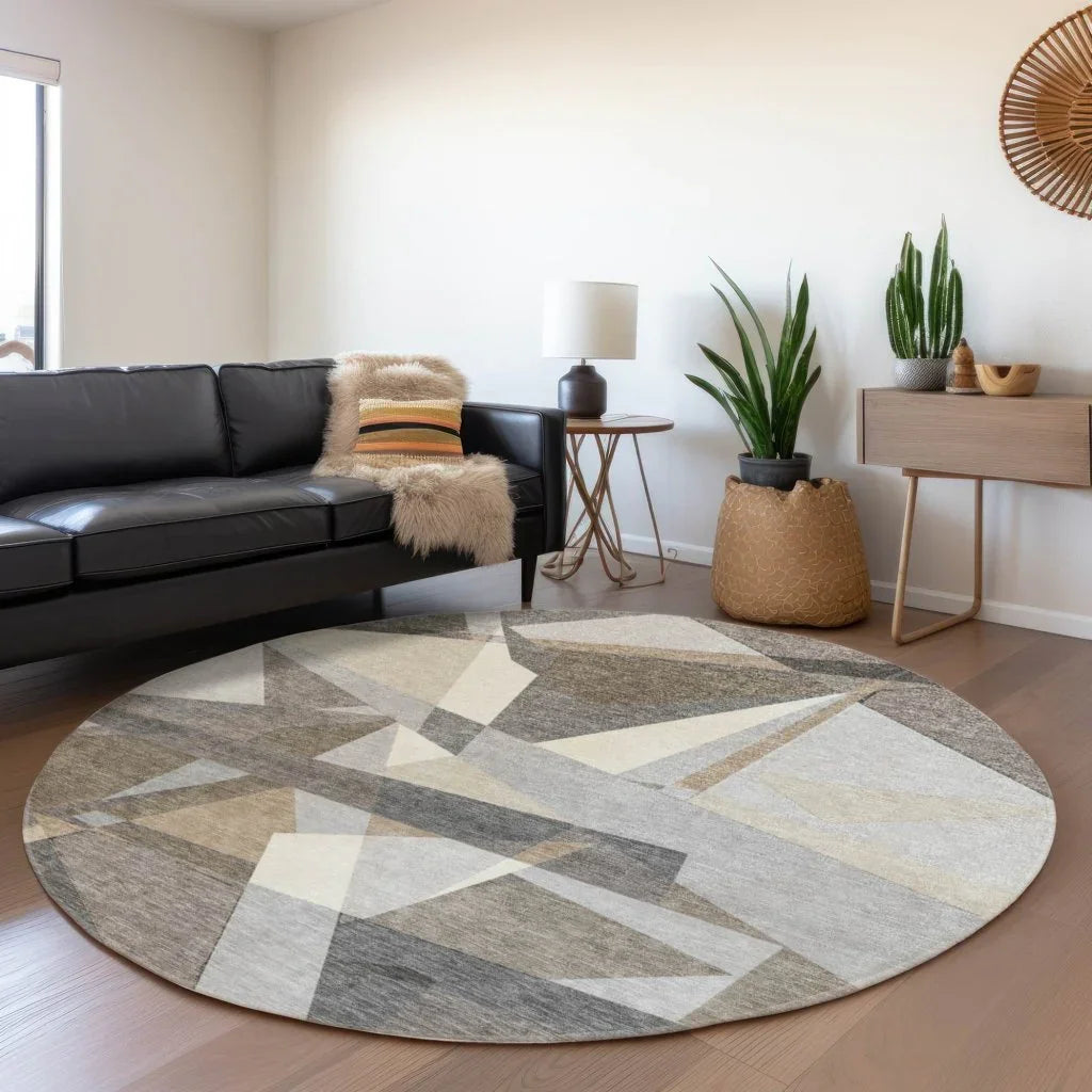 Contoure Brown Washable Indoor - Outdoor Rug - LOOMLAN - LOOMLAN Rugs - Outdoor Rugs