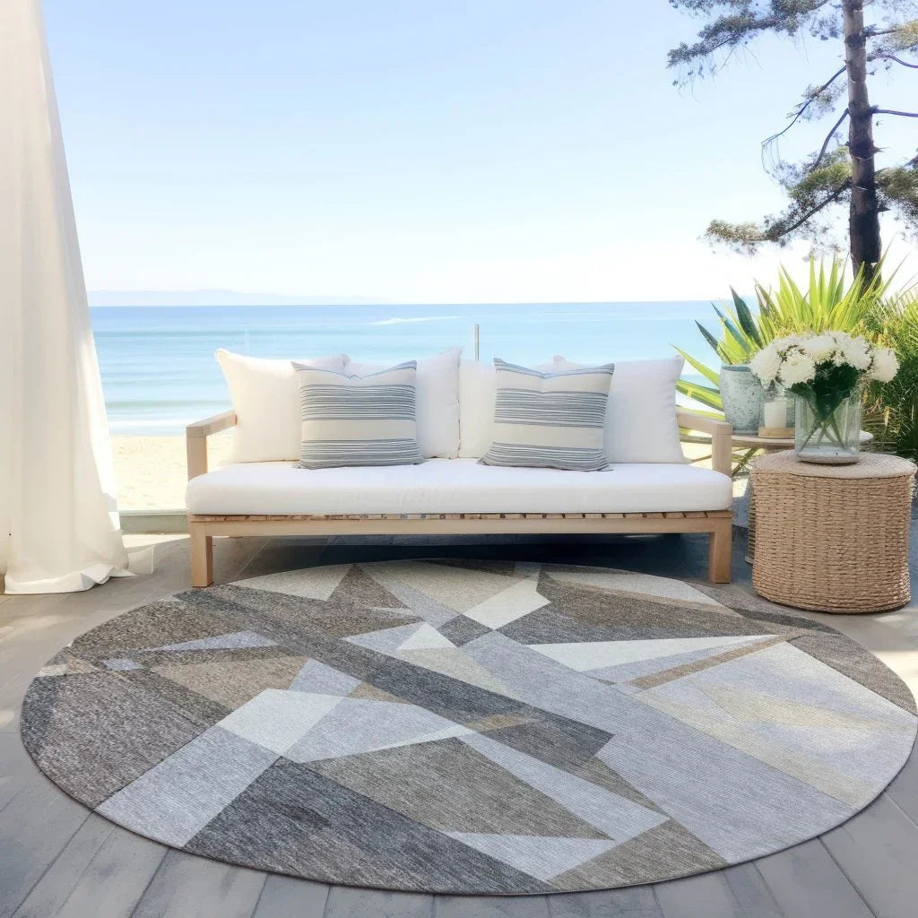 Contoure Brown Washable Indoor - Outdoor Rug - LOOMLAN - LOOMLAN Rugs - Outdoor Rugs