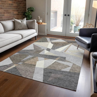 Contoure Brown Washable Indoor - Outdoor Rug - LOOMLAN - LOOMLAN Rugs - Outdoor Rugs