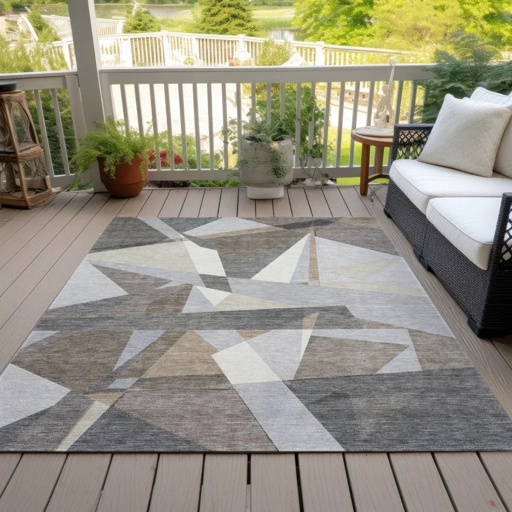 Contoure Brown Washable Indoor - Outdoor Rug - LOOMLAN - LOOMLAN Rugs - Outdoor Rugs