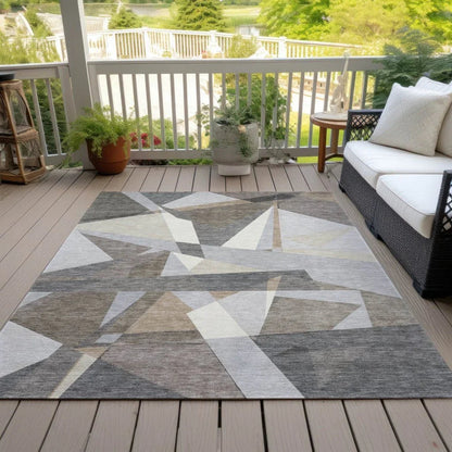 Contoure Brown Washable Indoor - Outdoor Rug - LOOMLAN - LOOMLAN Rugs - Outdoor Rugs